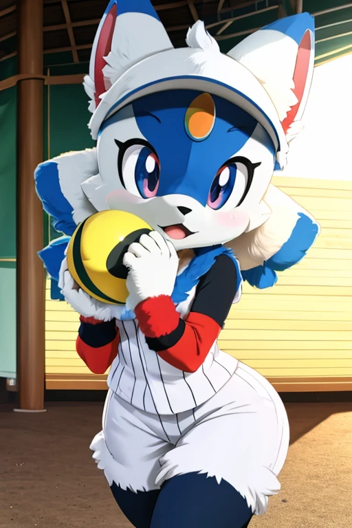 Furry female black person alola pokemon sun and moon fursuit mascot baseball style