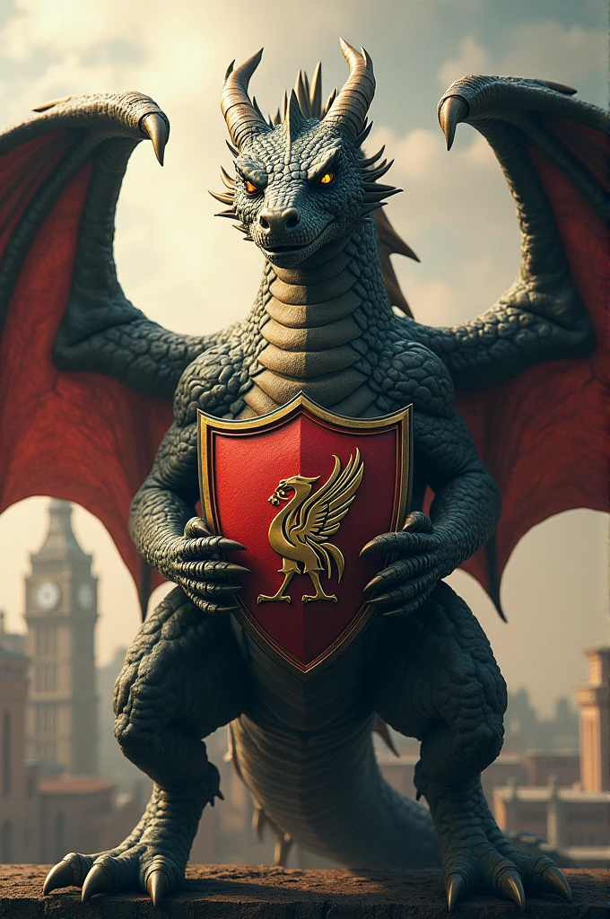 Dragon protecting the Liverpool shield