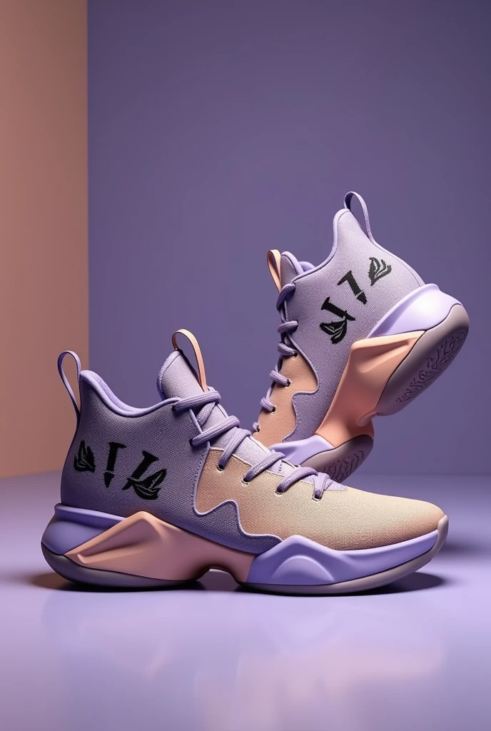 Basketball shoes with the best jumping technology with the best materials and the brand is called HZ with a light purple color with a beige color with a tiger shape that are low boots, change the brand and call them HZ, show me another perspective

