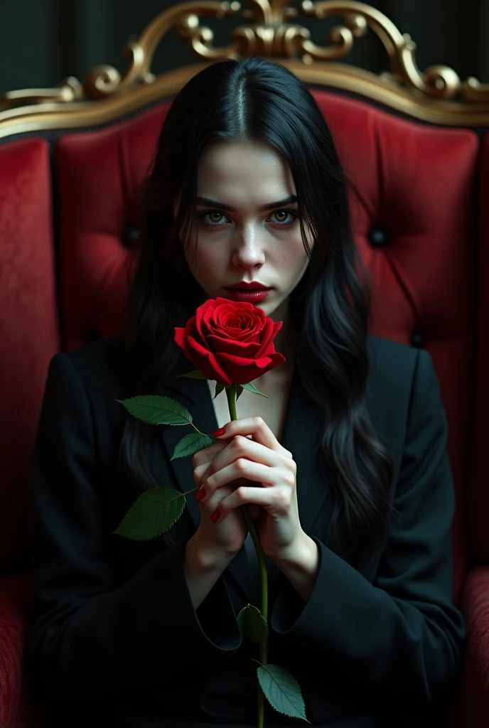 vampire, holding rose, boy, suite, hd