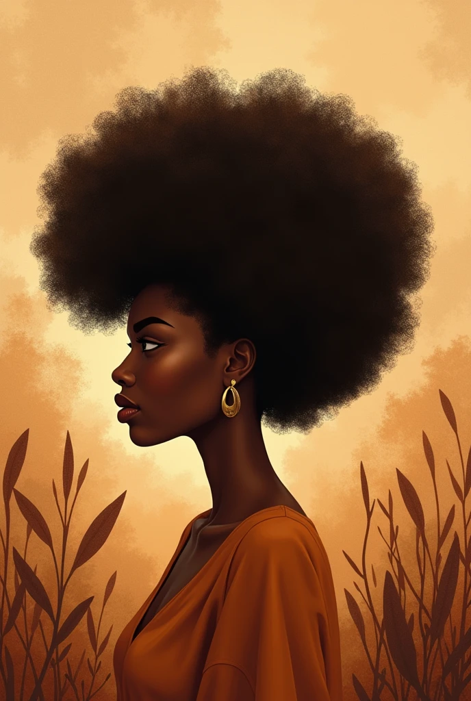 A book cover in shades of brown and featuring an afro hairstyle