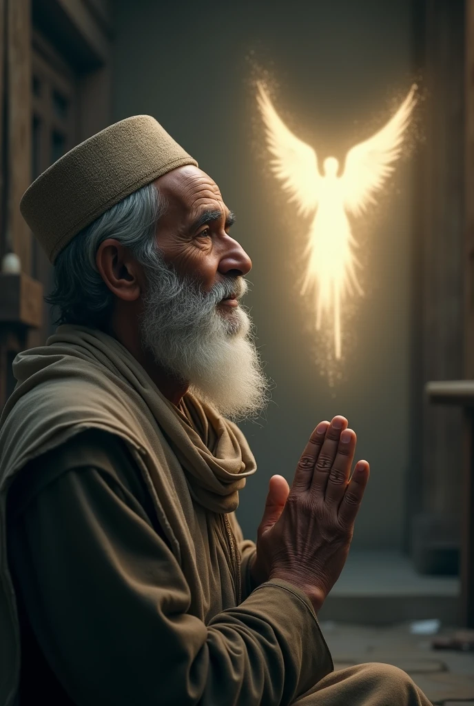 a muslim man 
Seeing an angel while dying