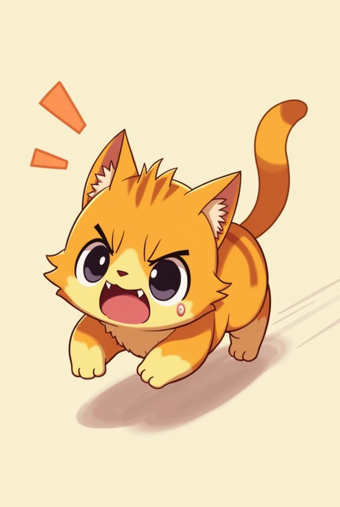 Orange color small cat running and "crying" while running 