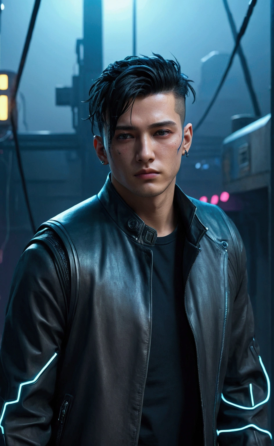 cyberpunk handsome boy, realistic face, 8k, ultra realistic