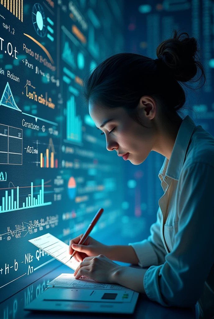 An image cover of a work about "Financial Mathematics" ou "Financial education"
In the image I want there to be the presence of mathematical calculations and someone in it.