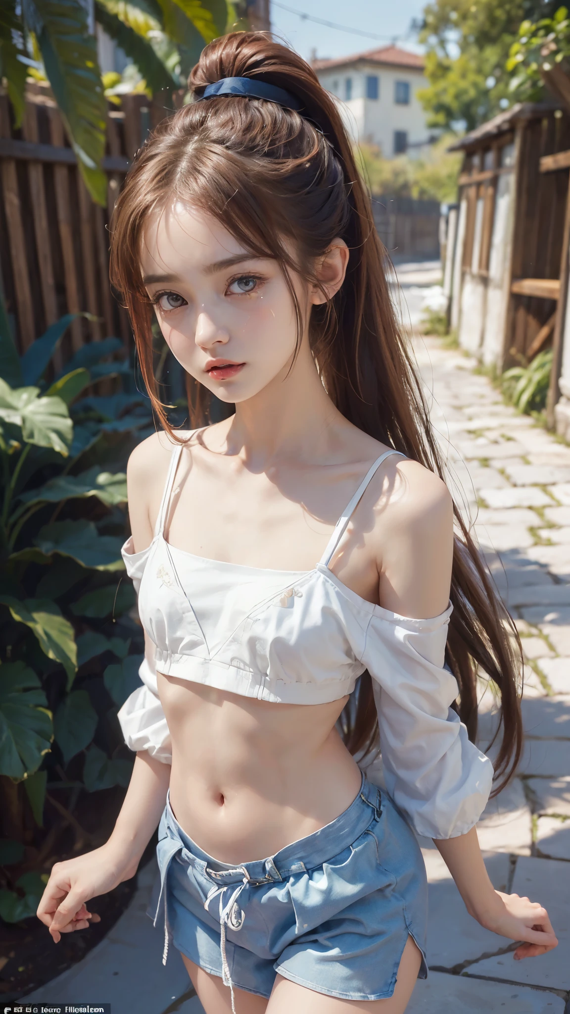 Standing with the sandy beach in the background、 long legs、two girls、(((flat chest))), (flat chest:1.1)、((best quality)), ((masterpiece)), (detailed), 1girl, off-shoulder,clothes too big exposing chest,(little chest),(beautiful big eyes:1.3),extremely detailed cute face, (((flat chest))),intricate eyes,beautiful detailed eyes,symmetrical eyes,(((detailed face))),beautiful detailed lips,(nsfw)), ((downblouse, upskirt)),(((flat chest))), (flat chest:1.1)、(baggy, sagging clothes, upskirt, downblouse), dynamic pose,looking at viewer, (((embarrassed))),(horrified expression),(crying),highres,(best quality),(ultra detailed,extremely detailed),perfect face details, ((masterpiece:1.4, best quality))+, (ultra detailed)+, long twintails, cute girl,blue clothes, (flat chest:1.3), small breasts, prominent collarbones, skinny arms, flat stomach, visible hip bones, long hair, red hair, white hair, blonde hair, dark hair, ponytail, thick ponytail, heavy ponytail, small breasts、Ultra high definition, high quality, High-resolution model, High detail, Very detailed,