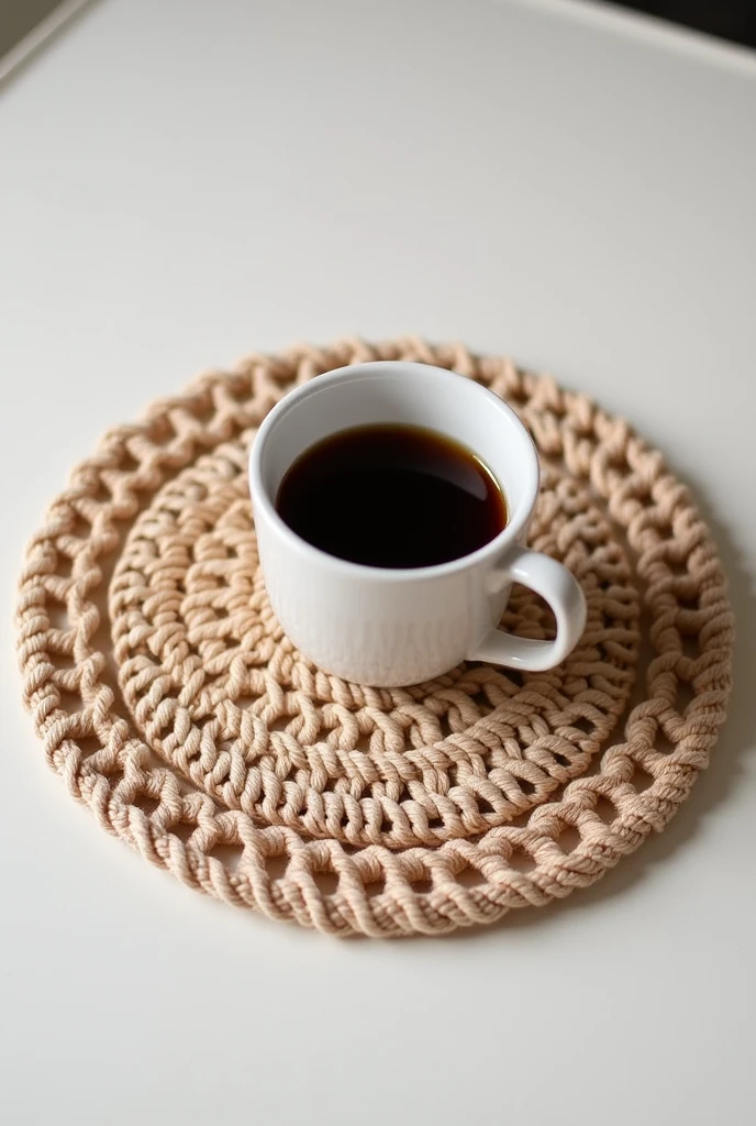 Crochet placemat for coffee cup. That the image of to see the crochet stitches