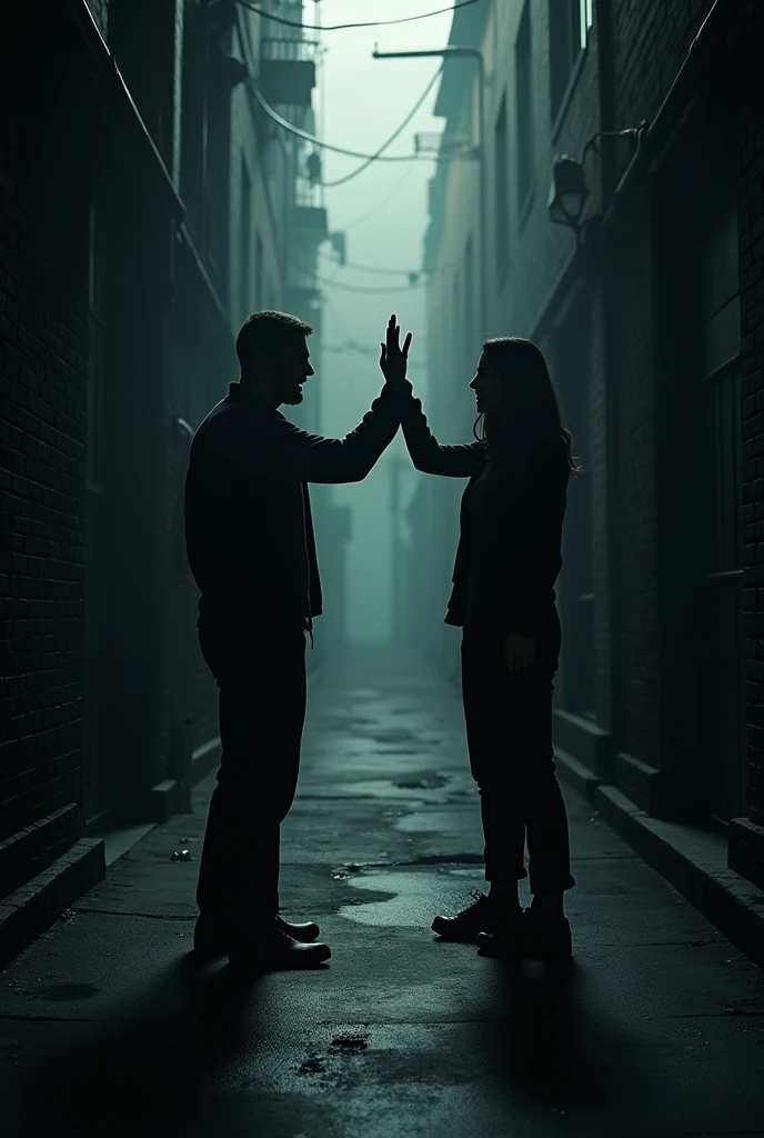 Waving each other's hands in a dark alley