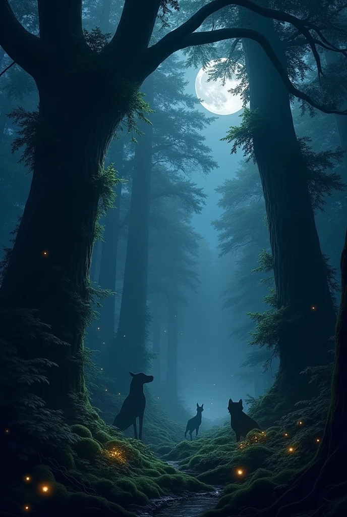 forest at night 
