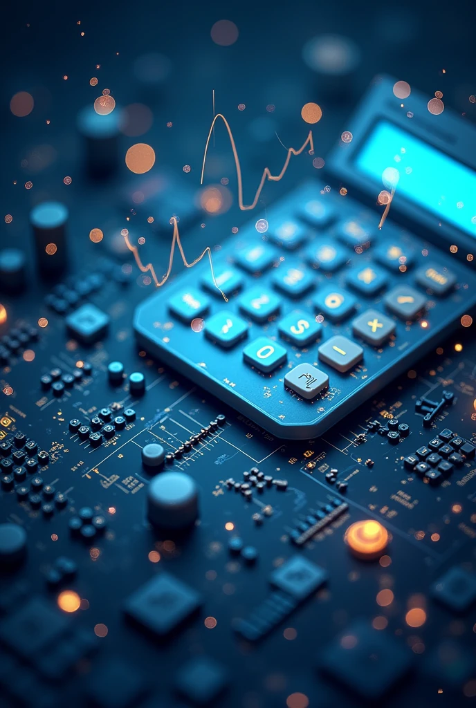 An image cover of a work about "Financial Mathematics" ou "Financial education"
In the image I want there to be presence of mathematical calculations and graphic calculators, etc.