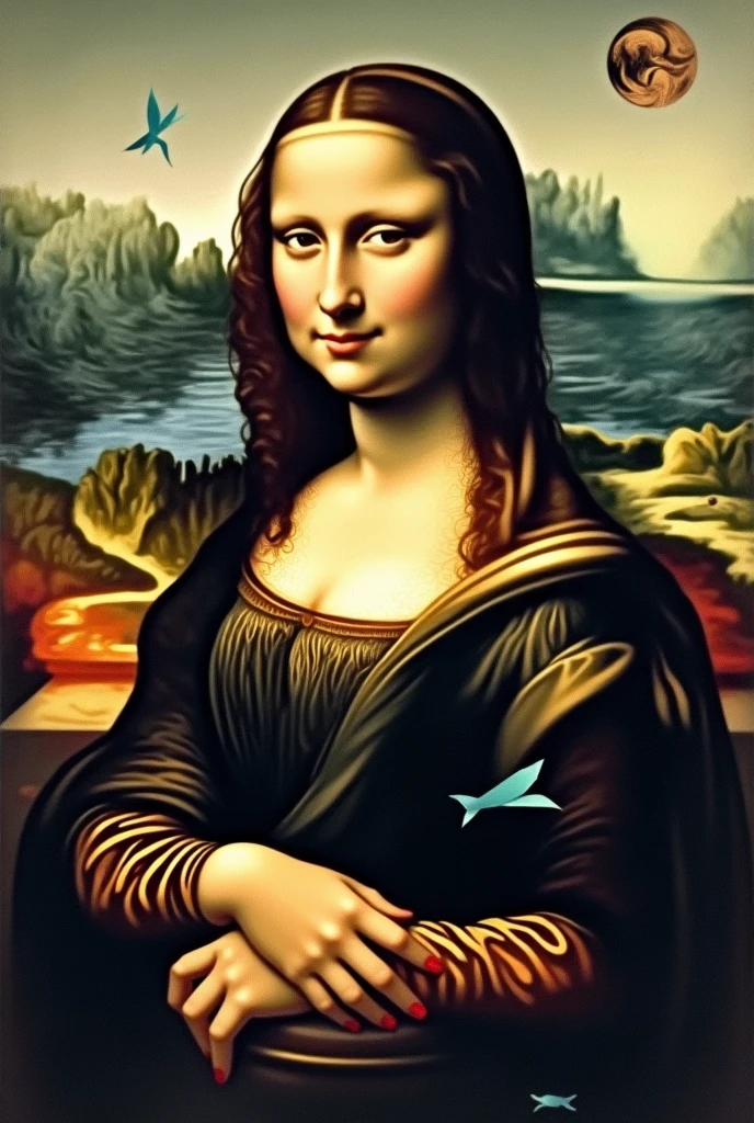 Create an intertextual artwork based on the Mona Lisa painting 