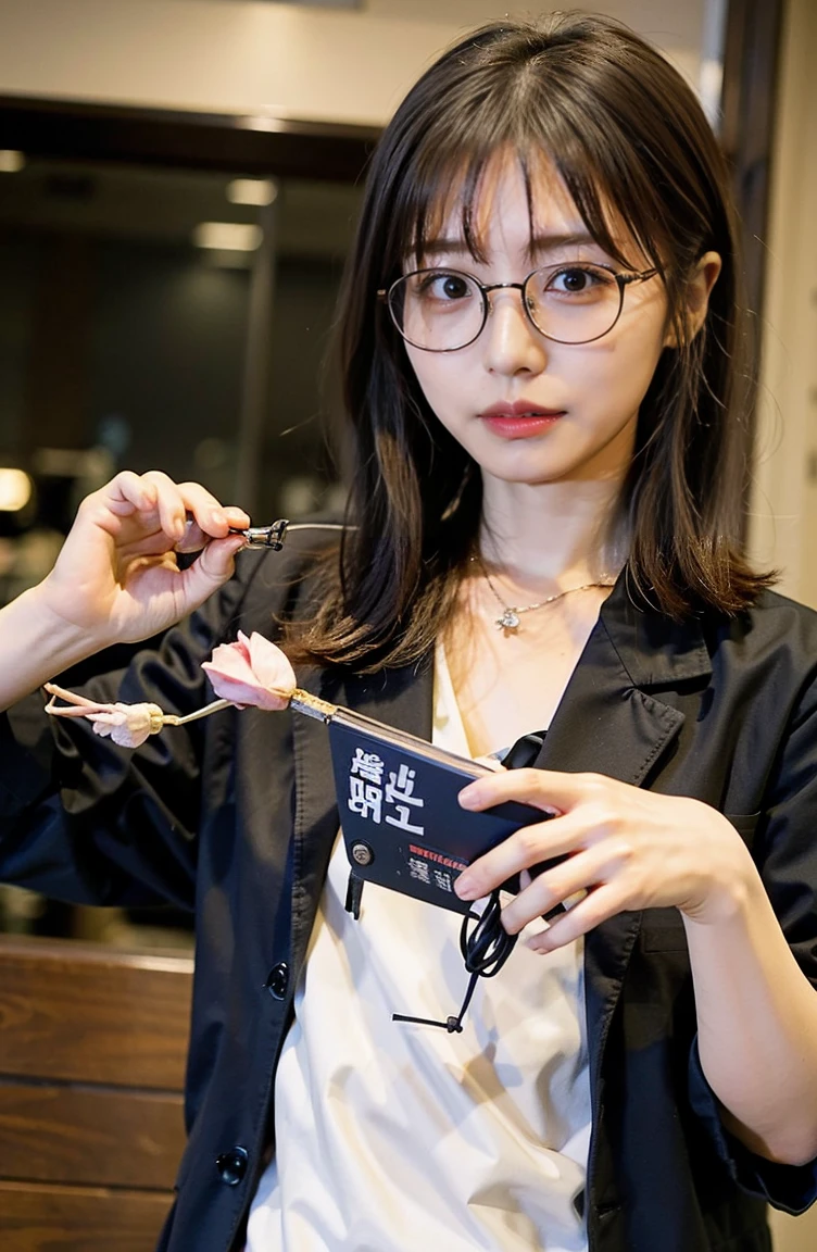 doctor、doctor、、there is a woman Wearing glasses and a black shirt posing for a picture, 薄くて大きな丸いWearing glassesいる, Wearing glasses, Choi Hong-hwa, Park Jimin, 小さな丸いWearing glassesいる, Jaeyoung Nam, Lee Ji-eun, Lee Ji-eun, 8K Selfie, sakimichan, Wearing glasses, Shin Min-jung, 丸いWearing glassesいる