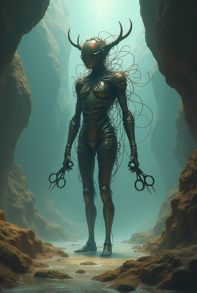 masterpiece, Best quality, (чрезвычайно подробные обои CG Unity 8k), (Best quality), (best illustration), (best shadow), absurdity, realistic lighting, (abyss), beautiful detailed glow, art by Peter MohrBacher, House of scissors, Surrealism, metamorphoses, digital painting, clear details