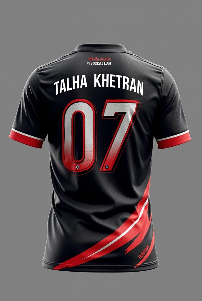 Please design a football jersey of Al-nasar team with name Talha Khetran and number 07