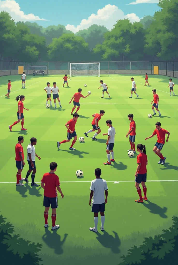 Group dribbling and kicking practice activities