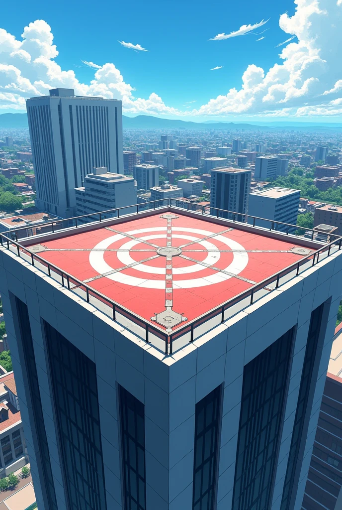 A helipad on the common square roof in anime style