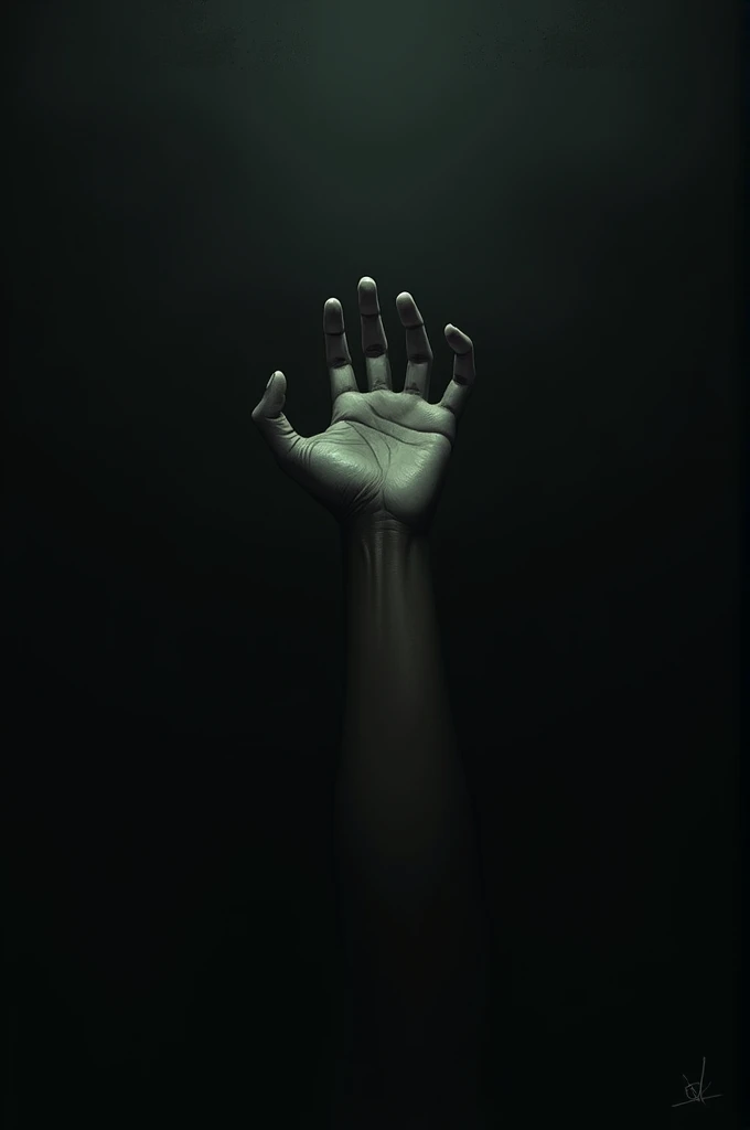 Create a 2d image of a hand being pulled through the darkness