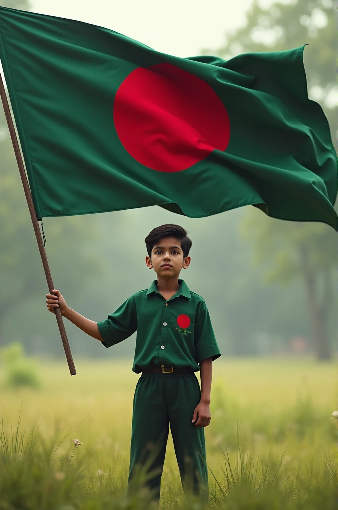 I am student. I stand arround the ground. And may hand a Bangladeshi flag