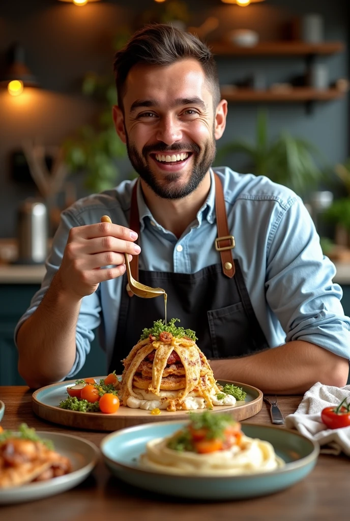 Food vloging pictures man