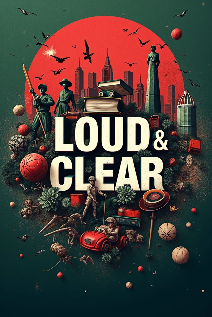 A cover picture for a Documentary based YouTube channel which Name is “LouD & CleaR”use as a Tag in central & bold
Use some semble of Bangladesh national flag, Book,worldMap,Sports,football, cricket,war,international movements (Main size)