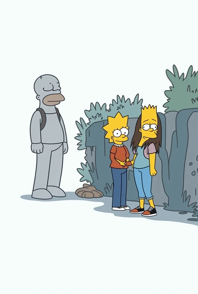 Transform the people in this photo into Simpsons characters
