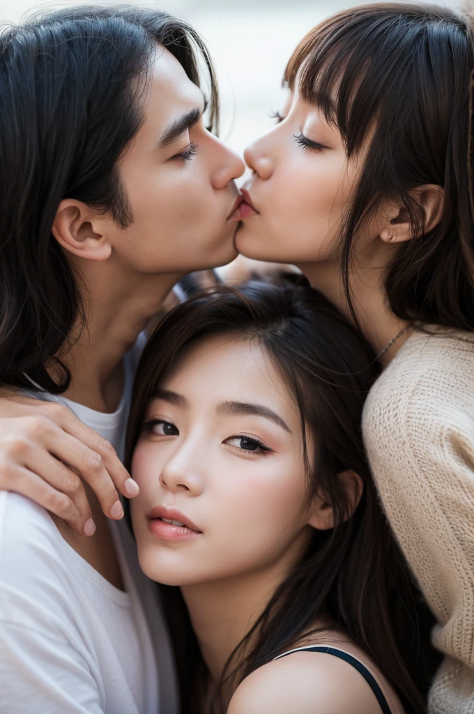 Two people kissing deeply