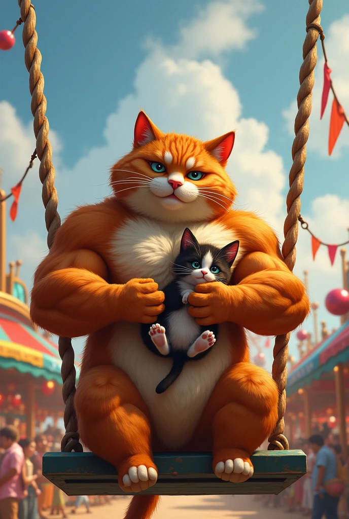 Ik bodybuilder cat Apne bacche ko haanth me pakre hua mela me jhule ki or dekh rha h haste hua jb dono ik jhule me baithe hue hote h tab achanak jhula tooot jata h dono ghayal ho jaate hai