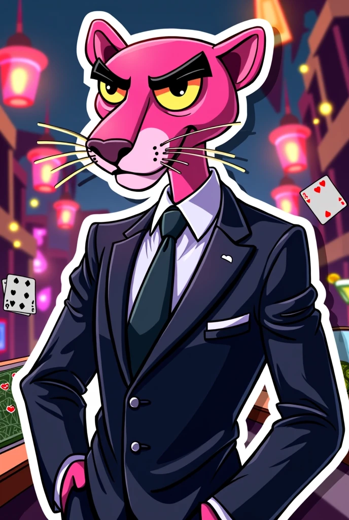 Sticker of the mafia and party-loving Pink Panther
