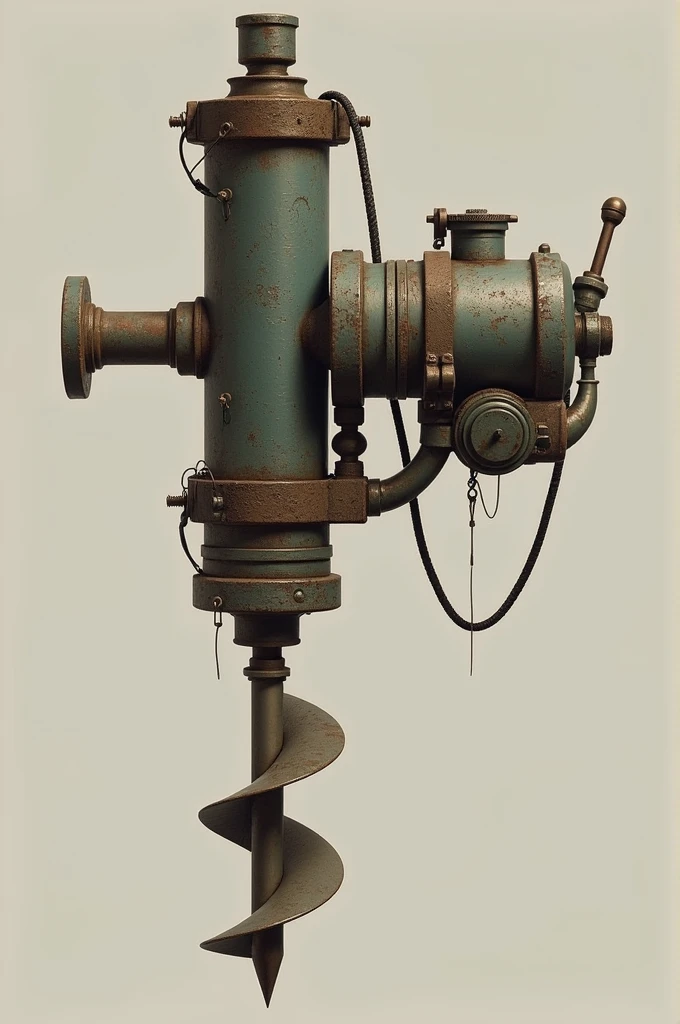 How would you make a model of a manual mining drill made with water pipes?