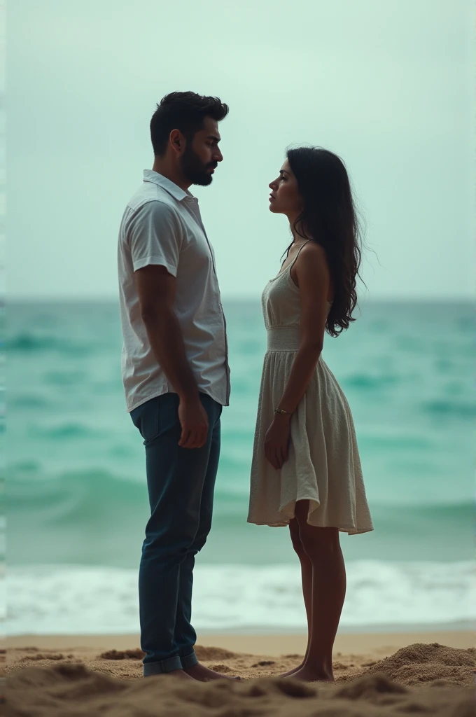 couple break up on the beach