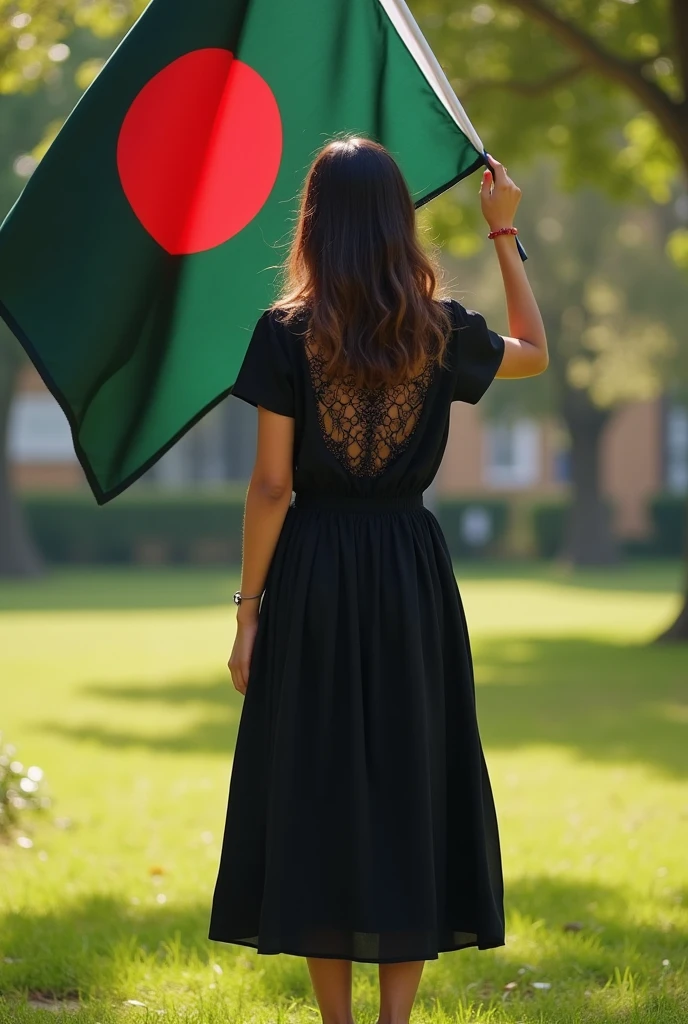 I am a College student. I stand arround the ground. And may hand a Bangladeshi flag.give me a Facebook cover phtho i wear a black dress.my name sohan show the dress back ground
