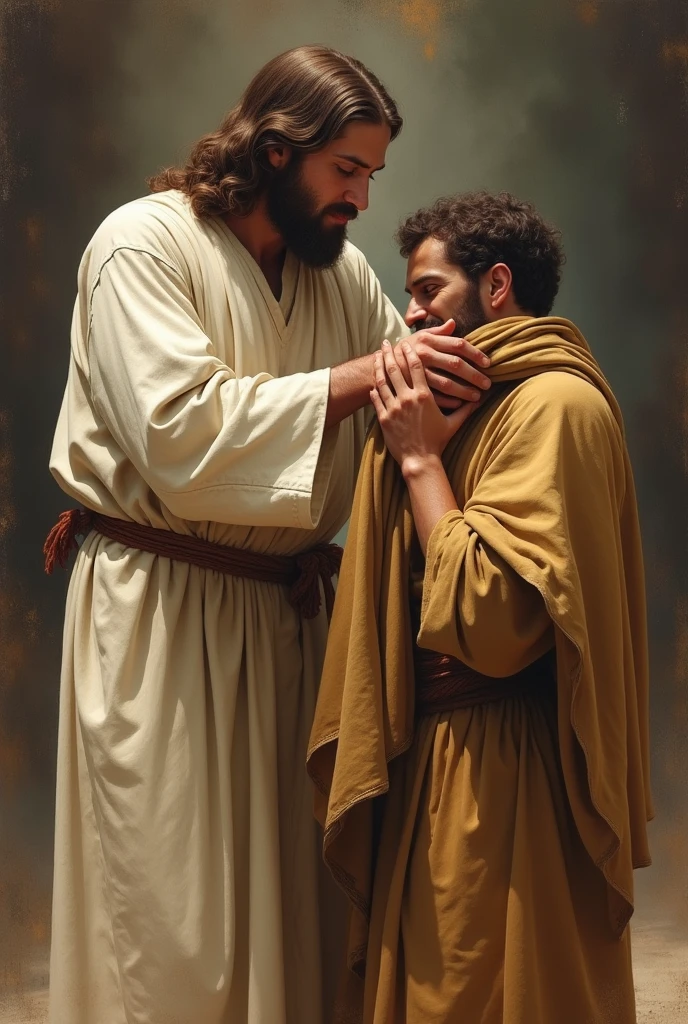 Jesus giving new clothes to a person