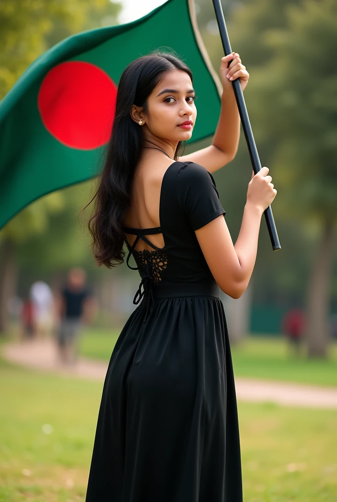 I am a College student. I stand arround the ground. And may hand a Bangladeshi flag.give me a Facebook cover phtho i wear a black dress.my name sohan show the dress back ground
