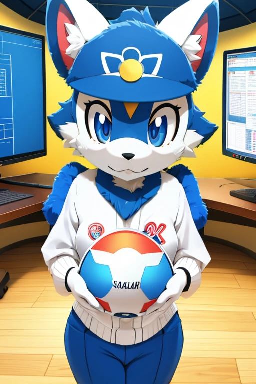 Furry female head computer robot alola pokemon sun and moon fursuit mascot baseball style
