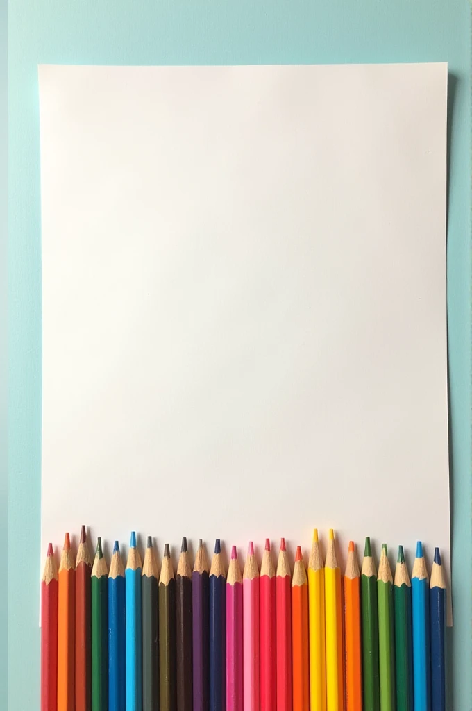 Sheet of paper with colored pencils 