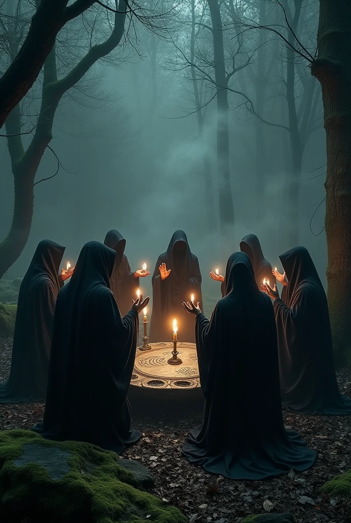 Doing black magic some group in forest