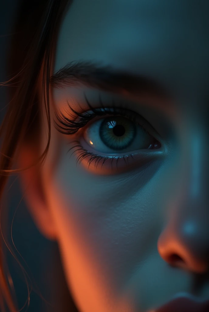 focus on only the eyes with the eyelashes in the procedure
