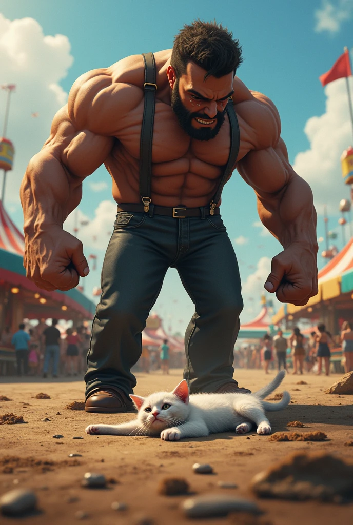 Ik Billi ka baccha Mela me jameen par mara pada hai uske bodybuilder papa ro rahe hai