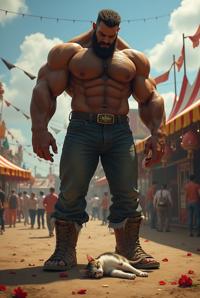 Ik Billi ka baccha Mela me jameen par mara pada hai uske bodybuilder papa ro rahe hai