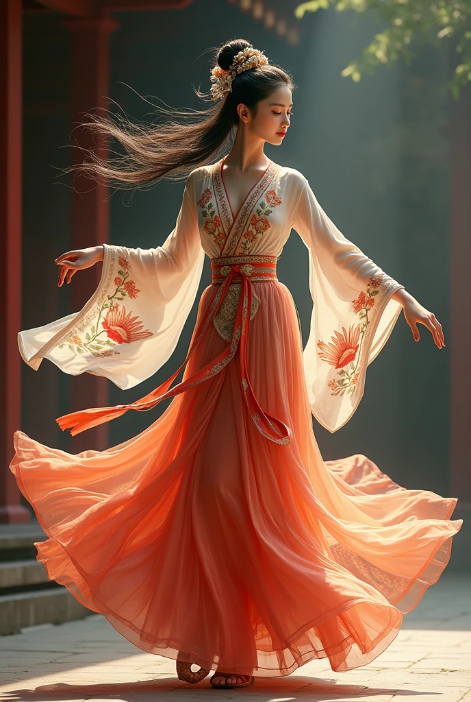 beautiful girl dancing cover full body dress traditional asian 