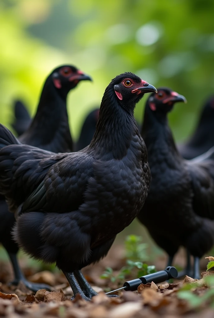 Vaccination image of black shaver black hens 