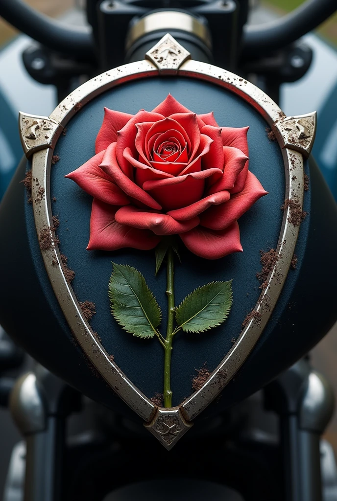 motorcycle crest with a single rose