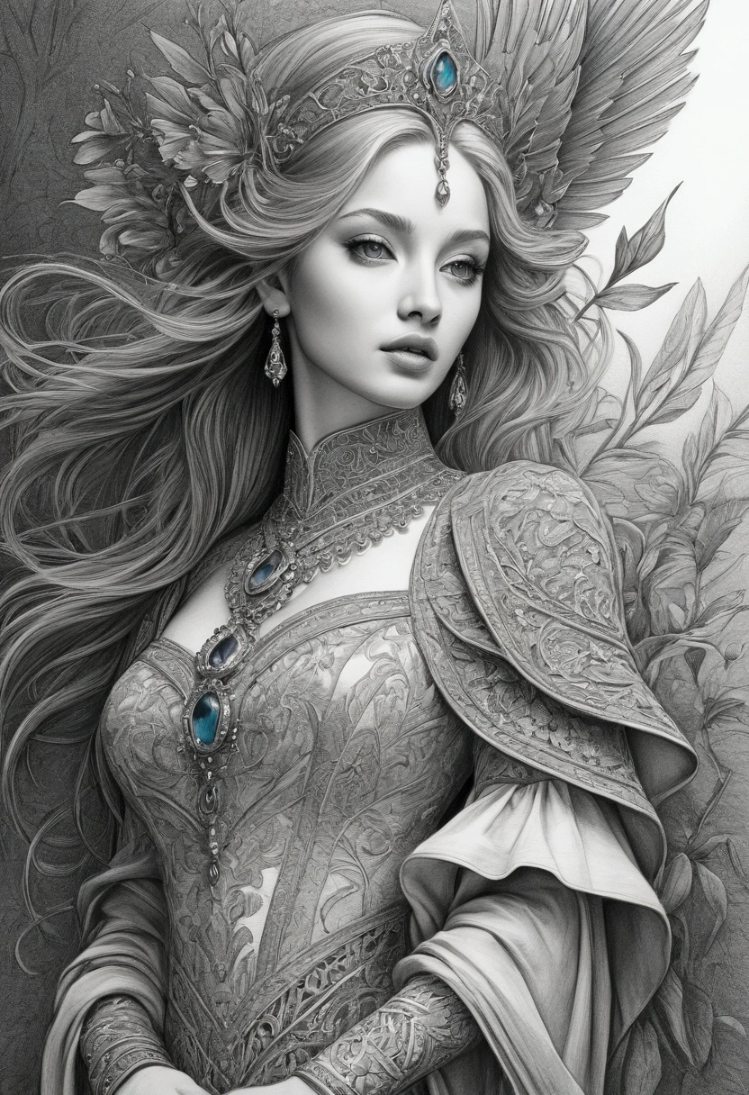 detailed fantasy illustration, 1girl, intricate detailed kirigami paper art, the witcher, medieval parchment, black and white, high contrast, dramatic lighting, ethereal glowing blacklight makeup, intense facial expression, cinematic composition, ultra-detailed, (best quality,4k,8k,highres,masterpiece:1.2),ultra-detailed,(realistic,photorealistic,photo-realistic:1.37)