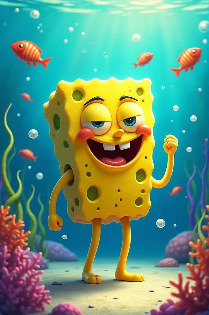 Bob Patiño mixed with Bob Sponge in the same person