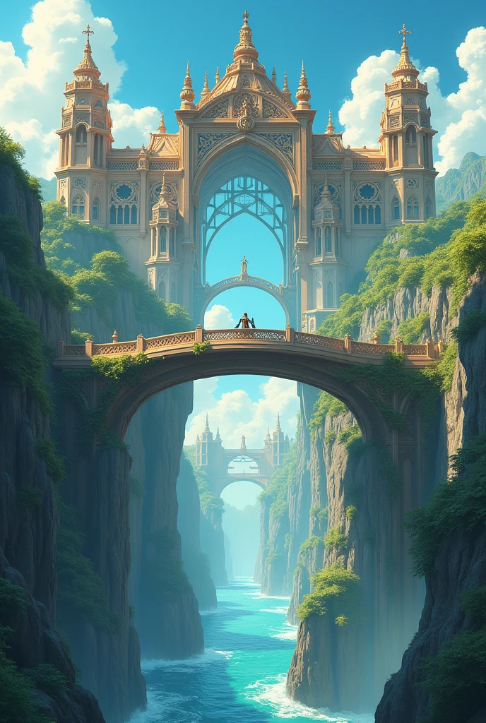 bridge between the worlds, magnificent, close up, details, sharp focus, elegant, highly detailed, illustration, intricate, beautiful, Trending artstation, pixiv, digital Art, by Jordan Grimmer and greg rutkowski, WLOP, Studio Ghibli,