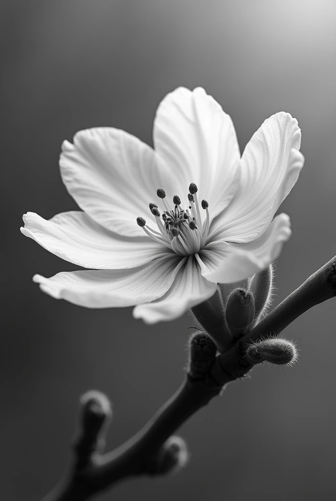 I want a draw of a apple blossom only in black and white