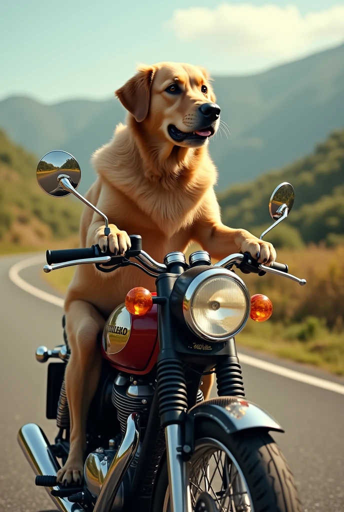 Royal Enfield driving ai dog