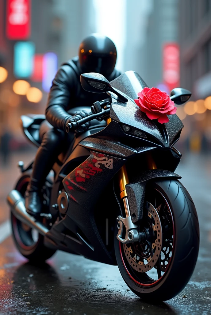  motorcycle with rose
