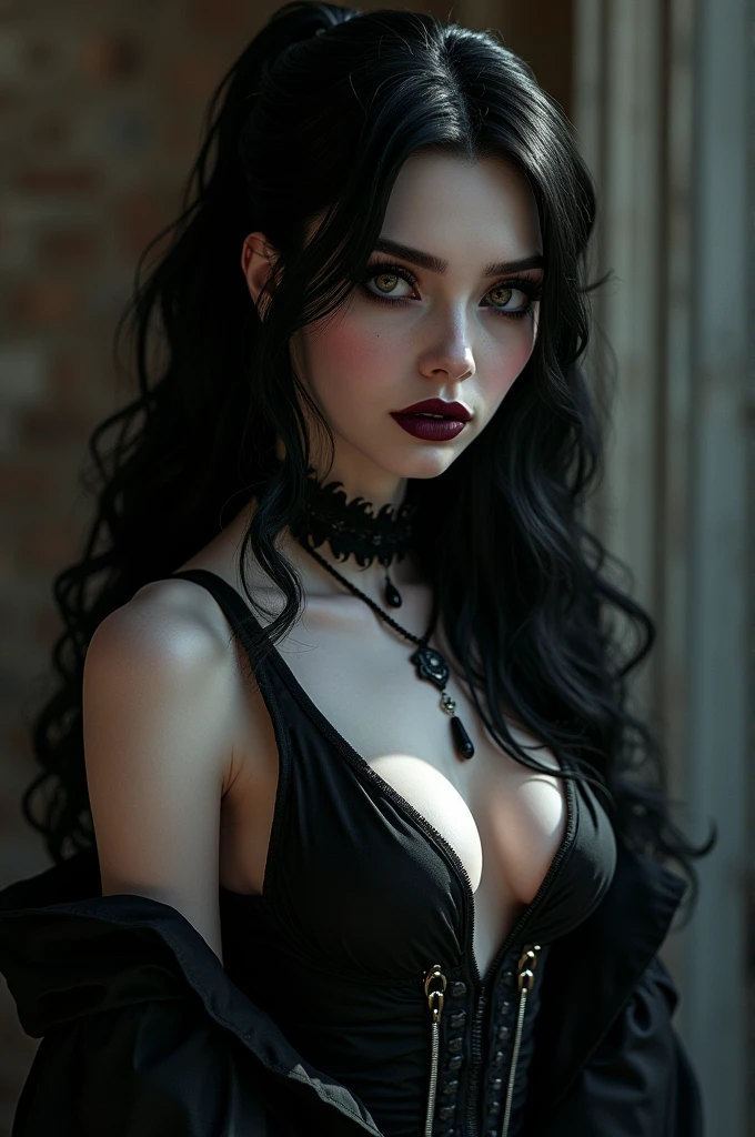 Create an extremely and exaggeratedly sexy goth
