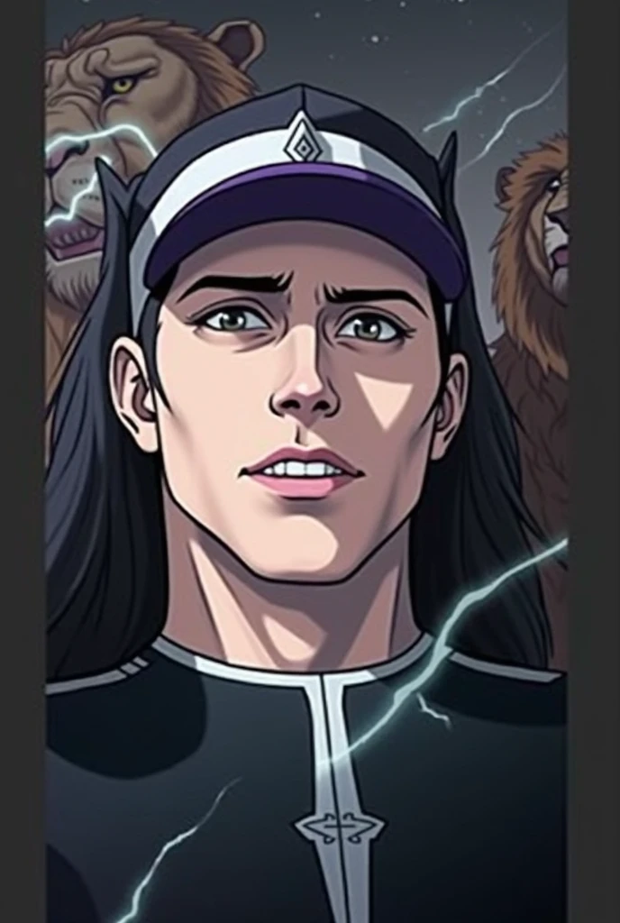 Crie o Black Bolt , com nome do tiktok, live battle , live pro, with lion and Zeus on the side put the face of the photo that I put
